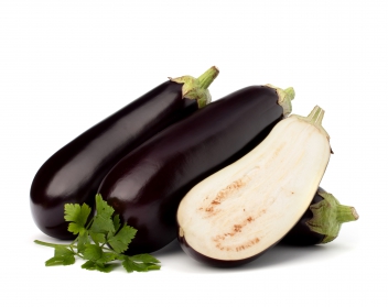 eggplant or aubergine and parsley leaf © Natika